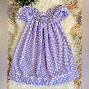 Smocked Bishop Dress w/Pearl Accent @ Neckline & Ric-Rac Trim - Size 4T